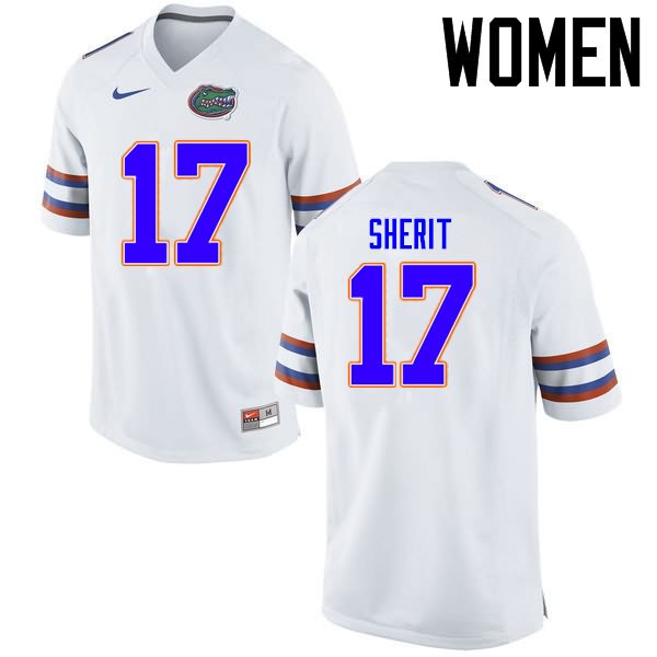 NCAA Florida Gators Jordan Sherit Women's #17 Nike White Stitched Authentic College Football Jersey XCD8864MC